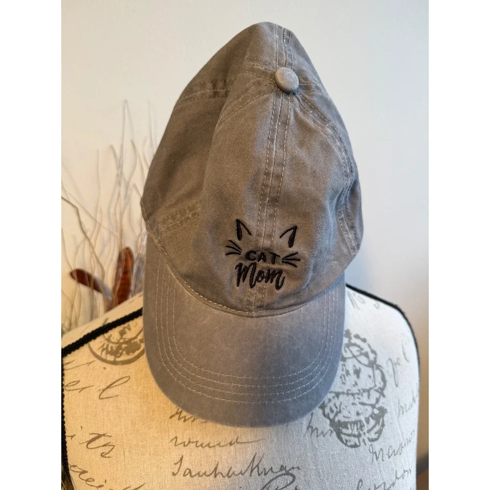 David and Young Cat Mom Gray Cotton Baseball Cap Hat FWCAP570 Adjustable